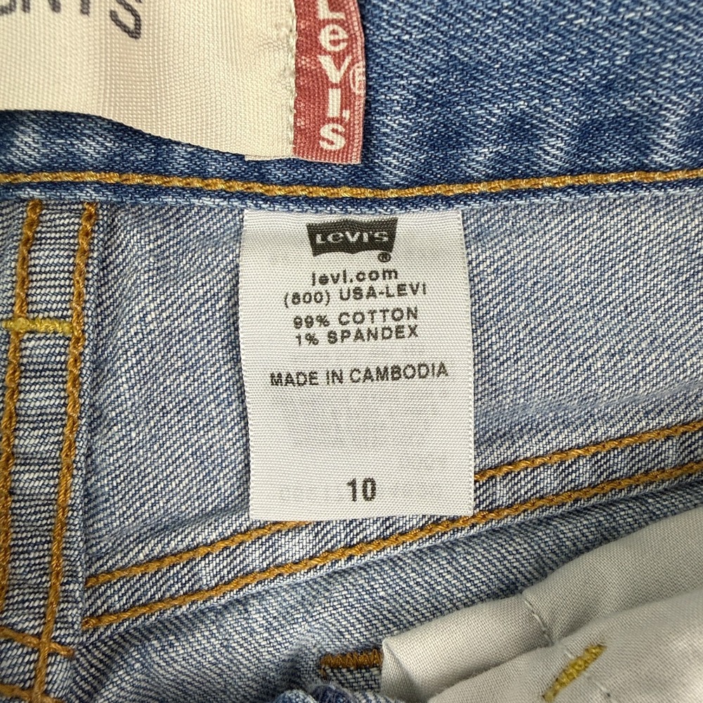 Vintage Levis 515 Jean Shorts Womens 10 Blue Denim Rolled Cuff Bermuda Y2K - Picture 5 of 15